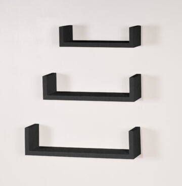 Linden Set Of 3 Floating "U" Shape Wall Shelf Kit - Matt Black