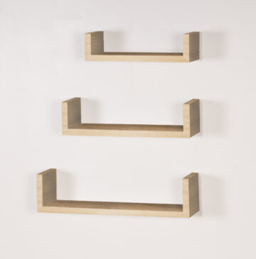 Linden Set Of 3 Floating "U" Shape Wall Shelf Kit - Oak