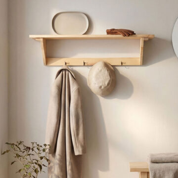 Orin Hat & Coat Shelf Kit | 4 Hooks | Natural Sanded Pine