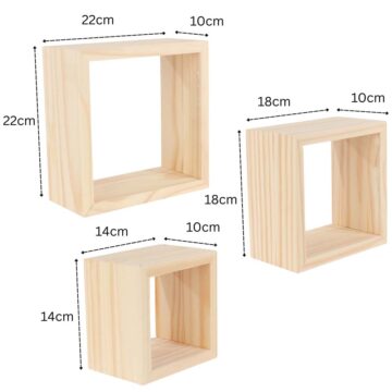 Orin Pine Set Of Three Wall Cubes Shelf Kit