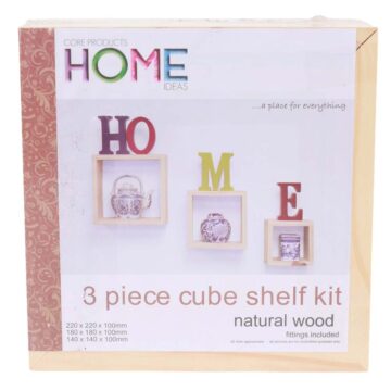 Orin Pine Set Of Three Wall Cubes Shelf Kit