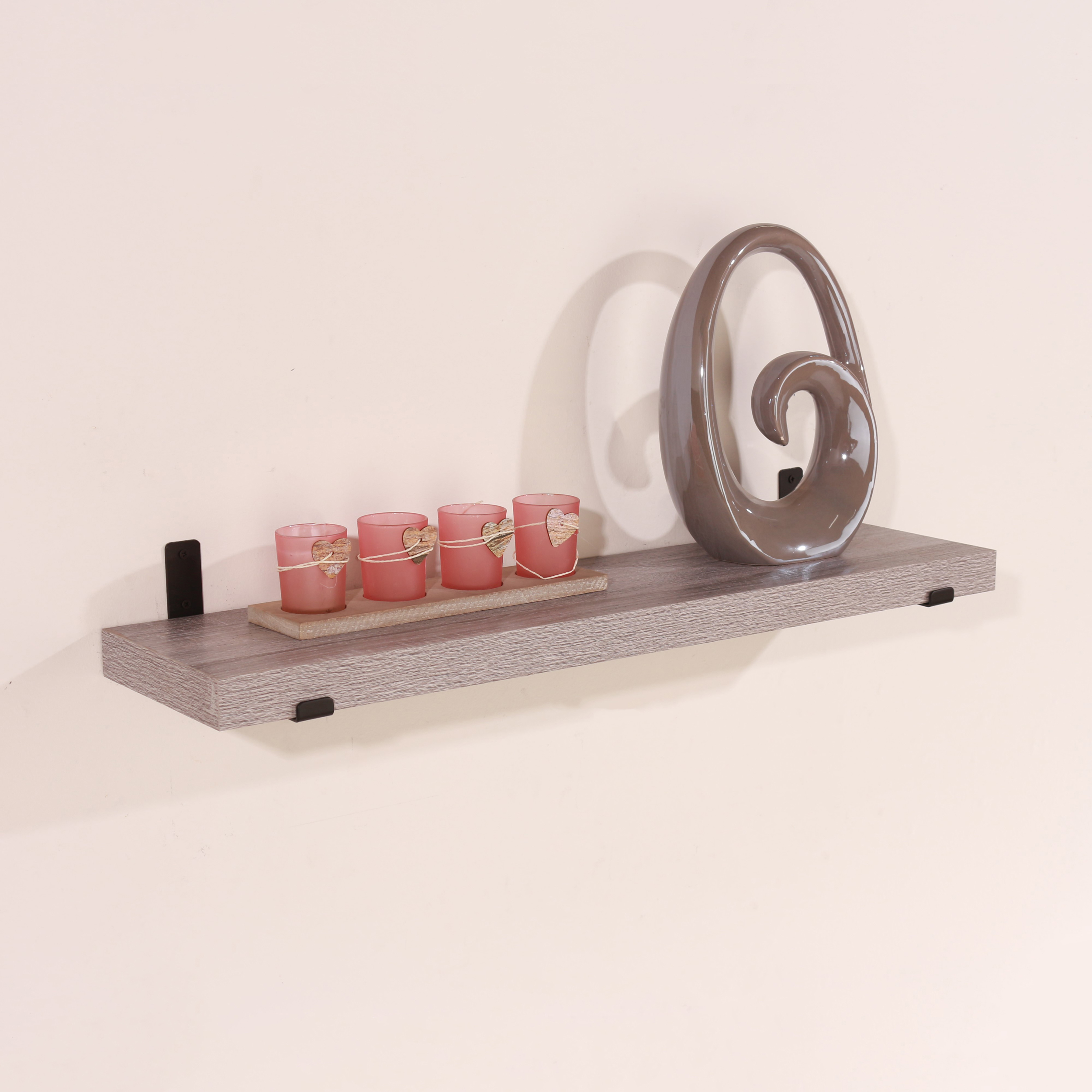 Studio Lounge Chunky Shelf With Sit On Brackets 60cm | Grey Oak Finish