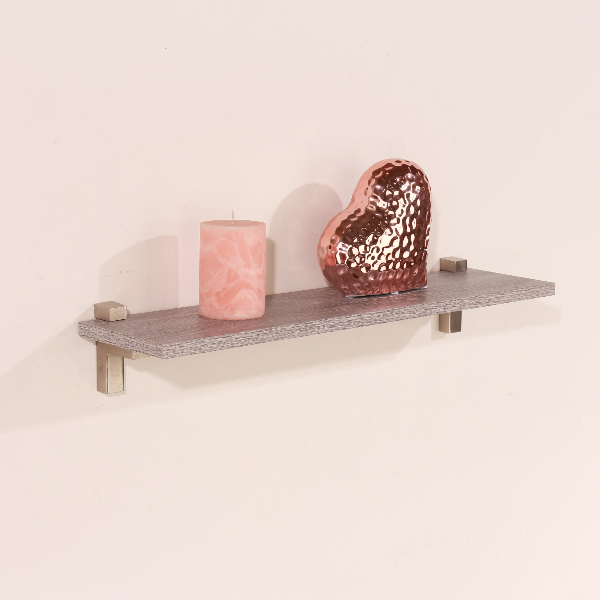 Studio Lounge Slim Shelf With "L" Shape Bracket 60cm | Grey Oak Finish