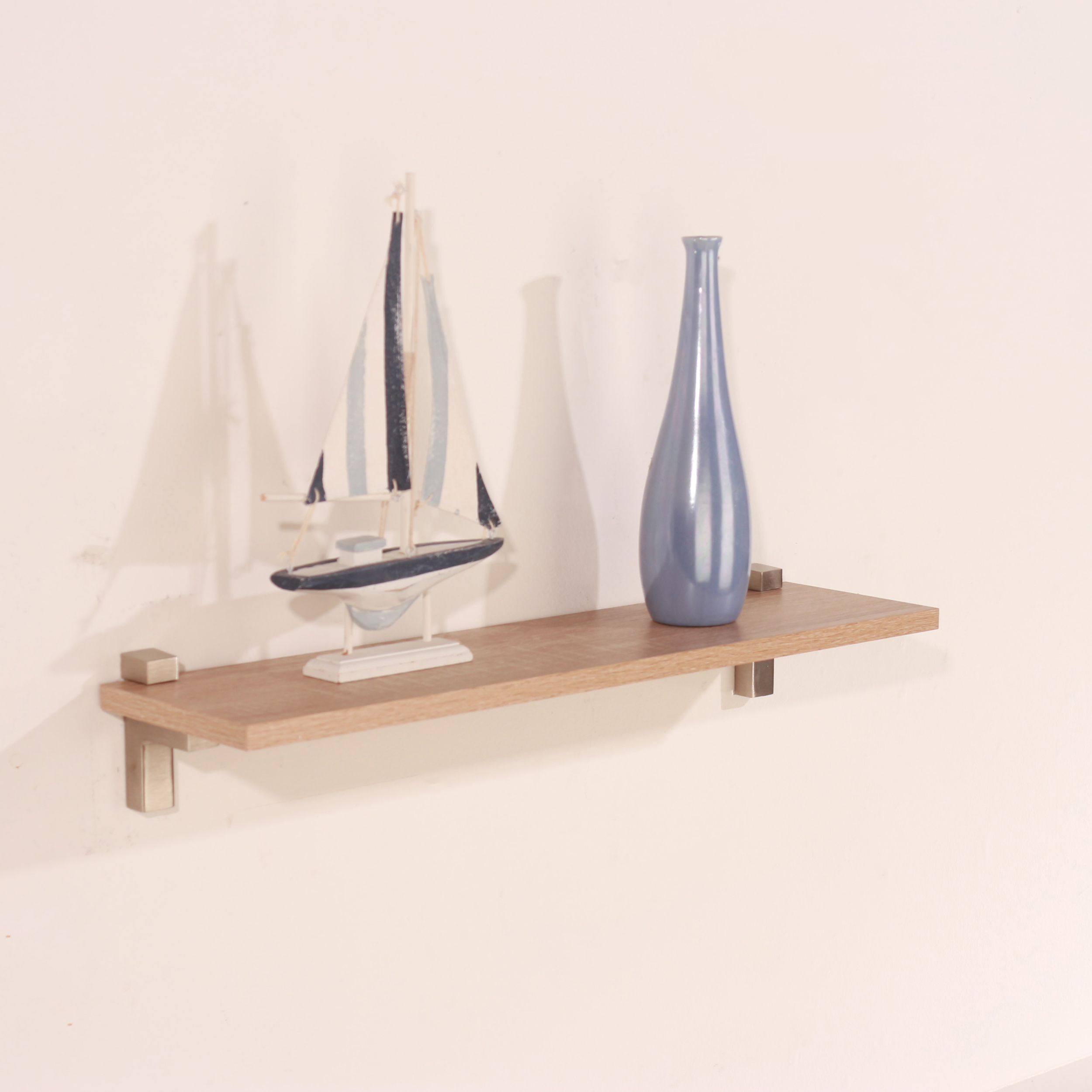 Studio Lounge Slim Shelf With "L" Shape Bracket 60cm | Oak Finish
