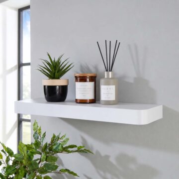 Studio Lounge Matt White Shelf Kit 80cm Wide Floating Design With Rounded Corners