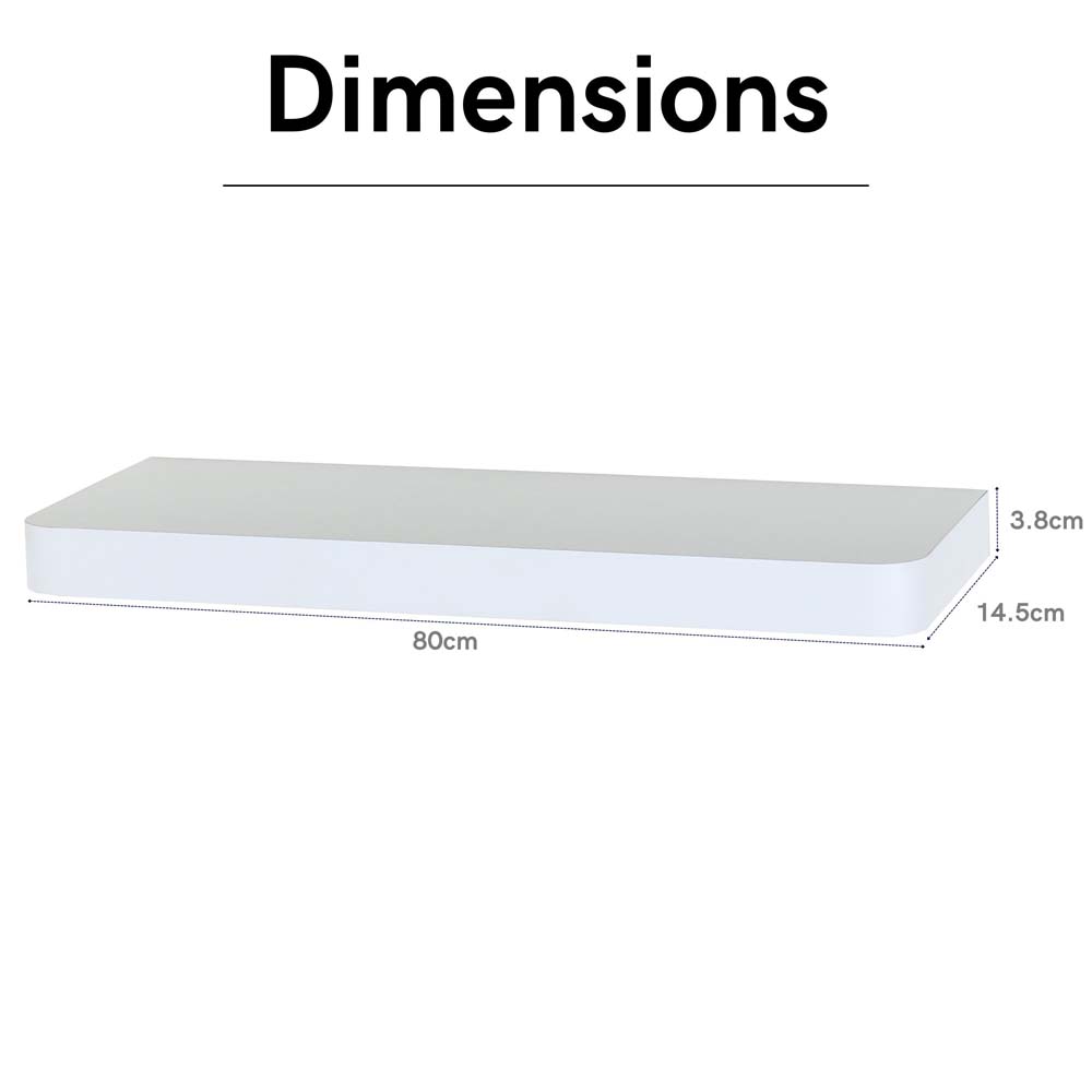 Studio Lounge Matt White Shelf Kit 80cm Wide Floating Design With Rounded Corners