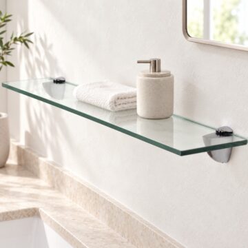 Orin Tempered Glass Shelf 60cm | Chrome Effect Brackets