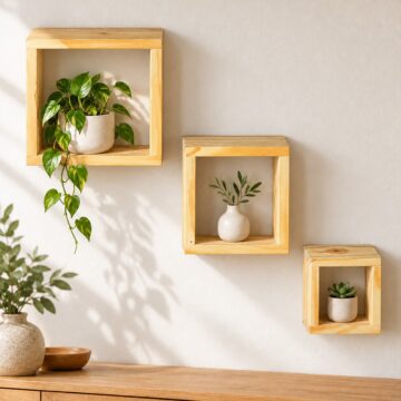 Orin Pine Set Of Three Wall Cubes Shelf Kit