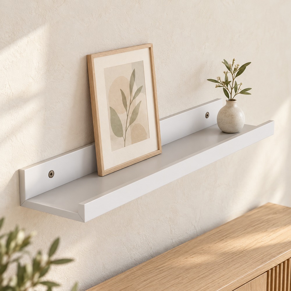 Kove Matt White Floating Book Shelf 48cm