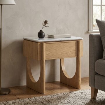 Ryder Marble Contemporary Lamp Table | Assembled