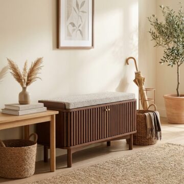 Serenity Brown Oak Hallway Bench