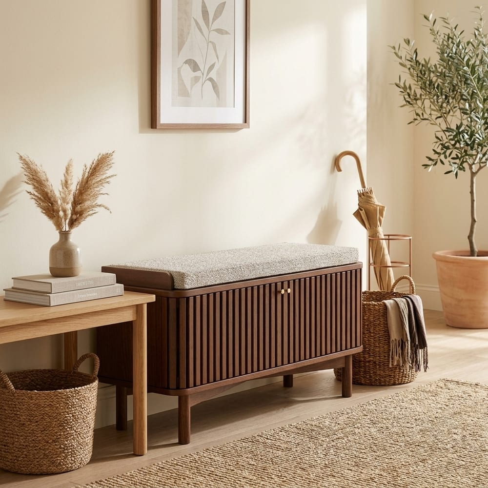 Serenity Brown Oak Hallway Bench
