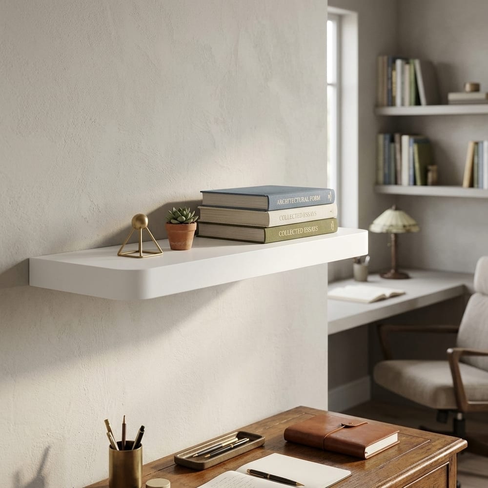 Studio Lounge Matt White Floating Shelf 50cm With Rounded Corners