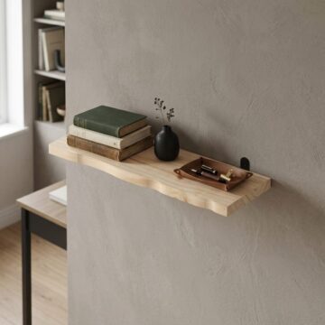 Orin Chunky Live Edge Shelf With "L" Metal Bracket Kit 60cm | Pre-Sanded Pine