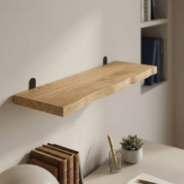 Orin Chunky Pine Live Edge Shelf With "L" Metal Bracket Kit 60cm | Antique Wax