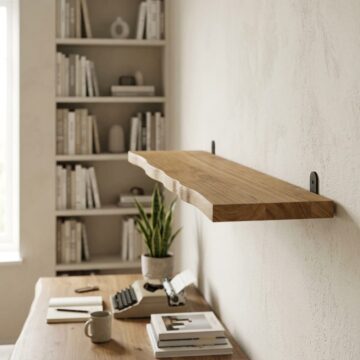 Orin Chunky Pine Live Edge Shelf With "L" Metal Bracket Kit 90cm | Antique Wax