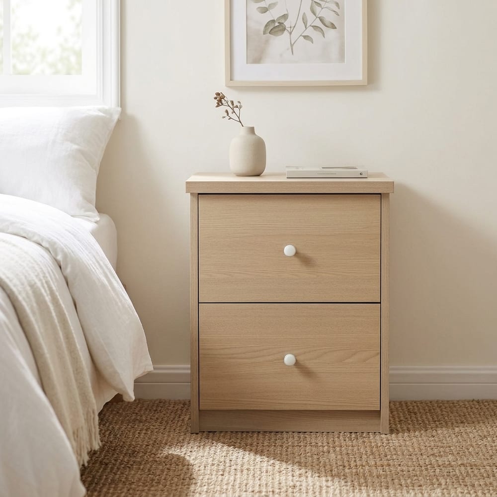 Fletcher 2 Drawer Bedside Cabinet | Smoked Oak Finish