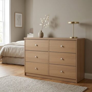 Fletcher Wide Chest of 6 Drawers | Smoked Oak Finish