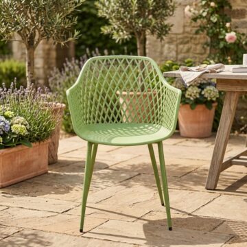 Grove Green Pair of Lattice Bistro Arm Chairs