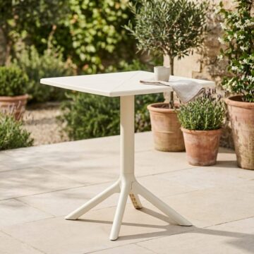 Grove White 3 Piece Bistro Garden Set | Pair of Lattice Armchairs & Square Plastic Table