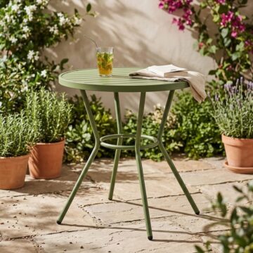 Grove Green 3 Piece Bistro Garden Set | Pair of Lattice Armchairs & Round Plastic Table