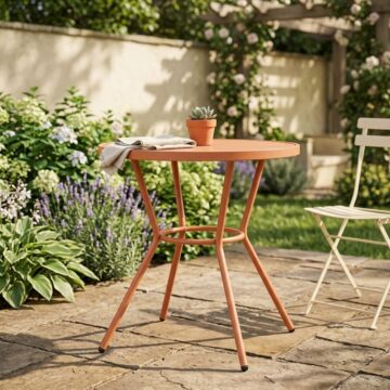Grove Terracotta 3 Piece Bistro Garden Set | Pair of Rope Back Armchairs & Round Plastic Table