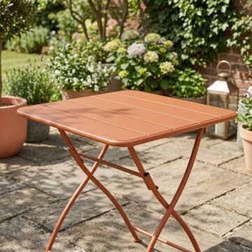 Grove Terracotta Square Metal Bistro Folding Garden Table