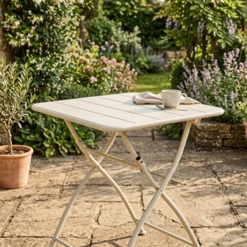 Grove White Square Metal Bistro Folding Garden Table