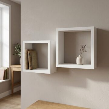 Linden Matt White Set of 2 Wall Cubes