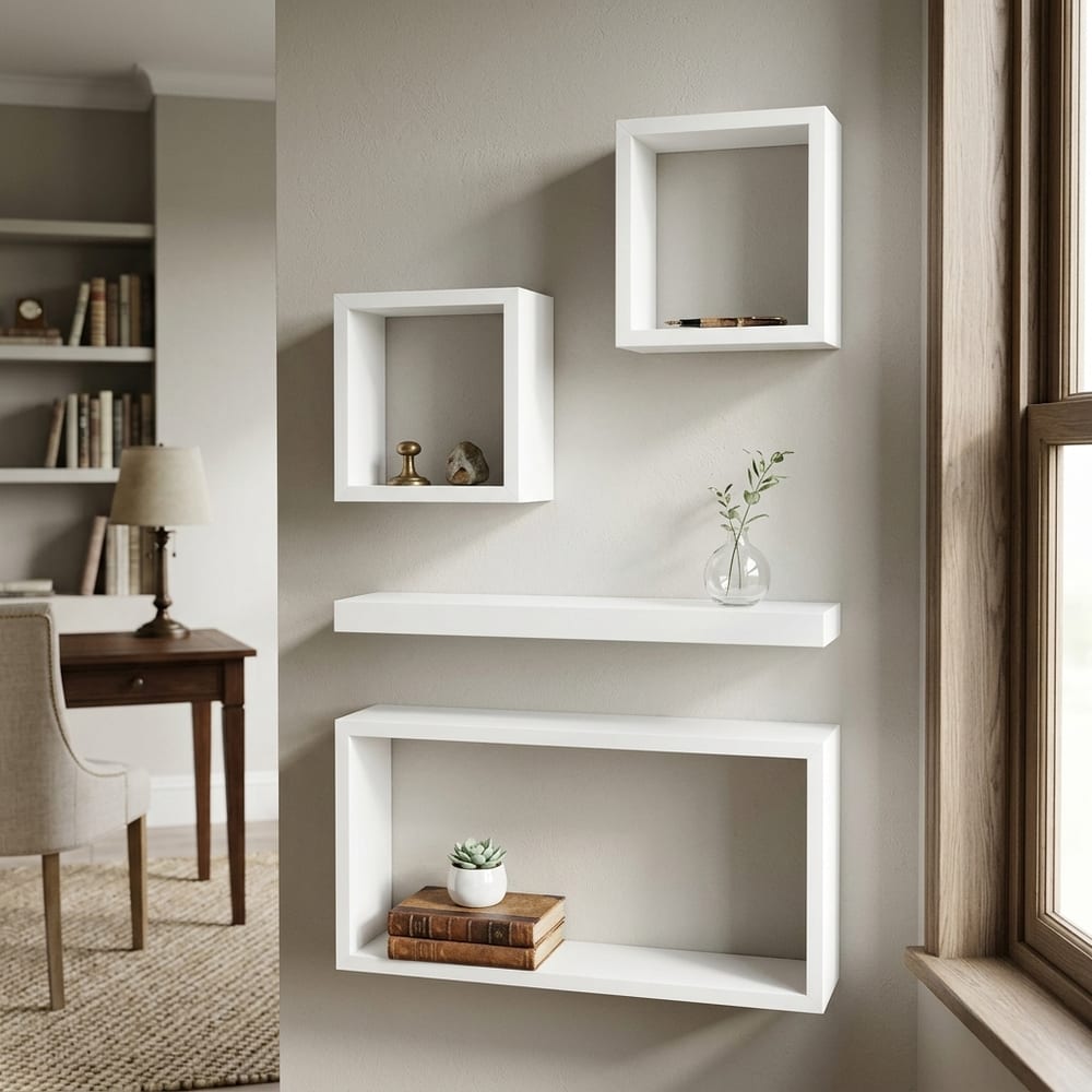 Linden Matt White Set of 4 Floating Shelves