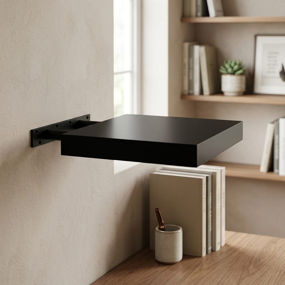 Linden Gloss Black Floating Box Shelf Kit 24cm