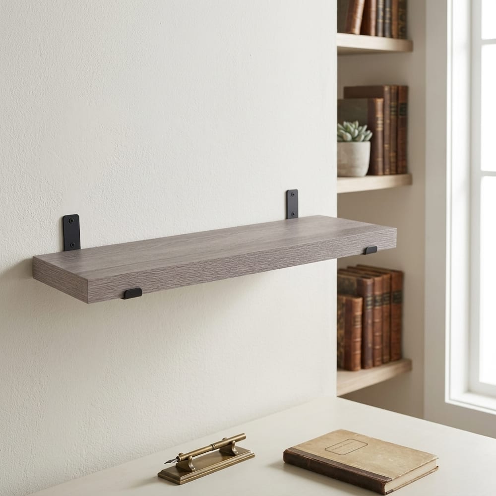 Studio Lounge Chunky Shelf With Sit On Brackets 60cm | Grey Oak Finish