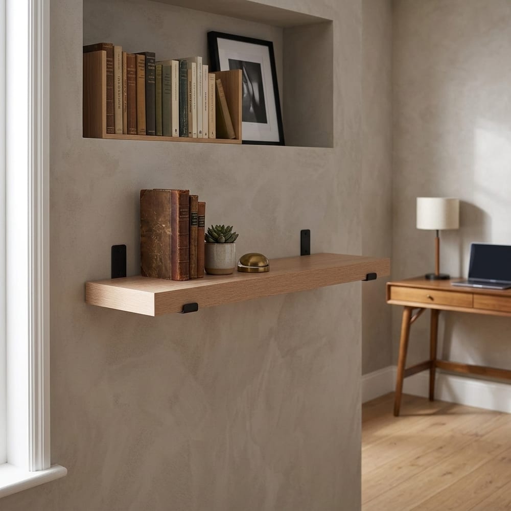 Studio Lounge Chunky Shelf With Sit On Brackets 80cm | Oak Finish