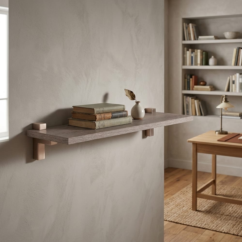 Studio Lounge Slim Shelf With "L" Shape Bracket 60cm | Grey Oak Finish