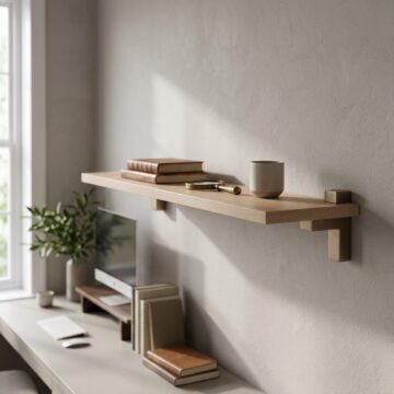 Studio Lounge Slim Shelf With "L" Shape Bracket 60cm | Oak Finish
