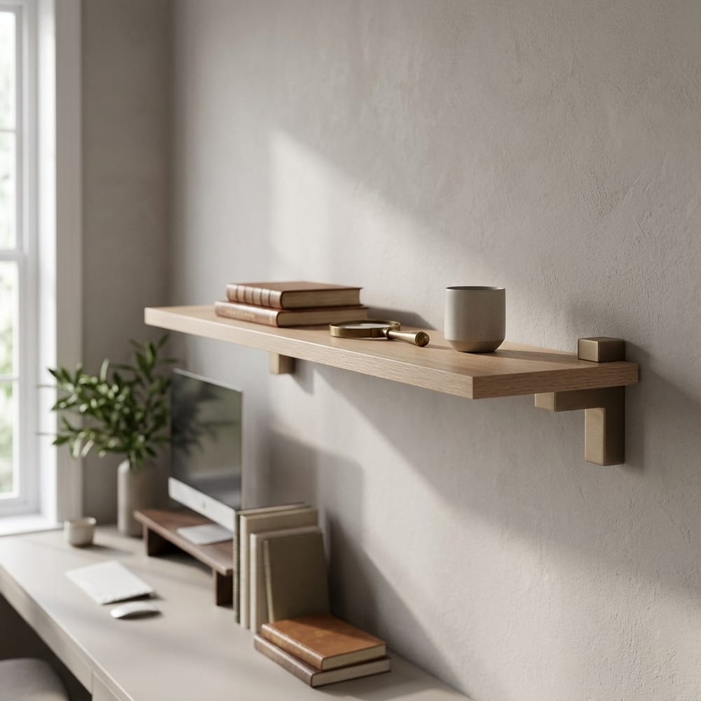 Studio Lounge Slim Shelf With "L" Shape Bracket 60cm | Oak Finish