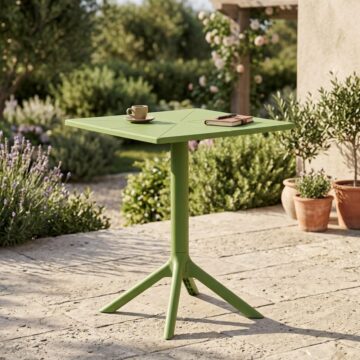 Grove Green 3 Piece Bistro Garden Set | Pair of Lattice Armchairs & Square Plastic Table
