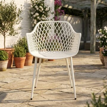 Grove White Pair of Lattice Bistro Arm Chairs