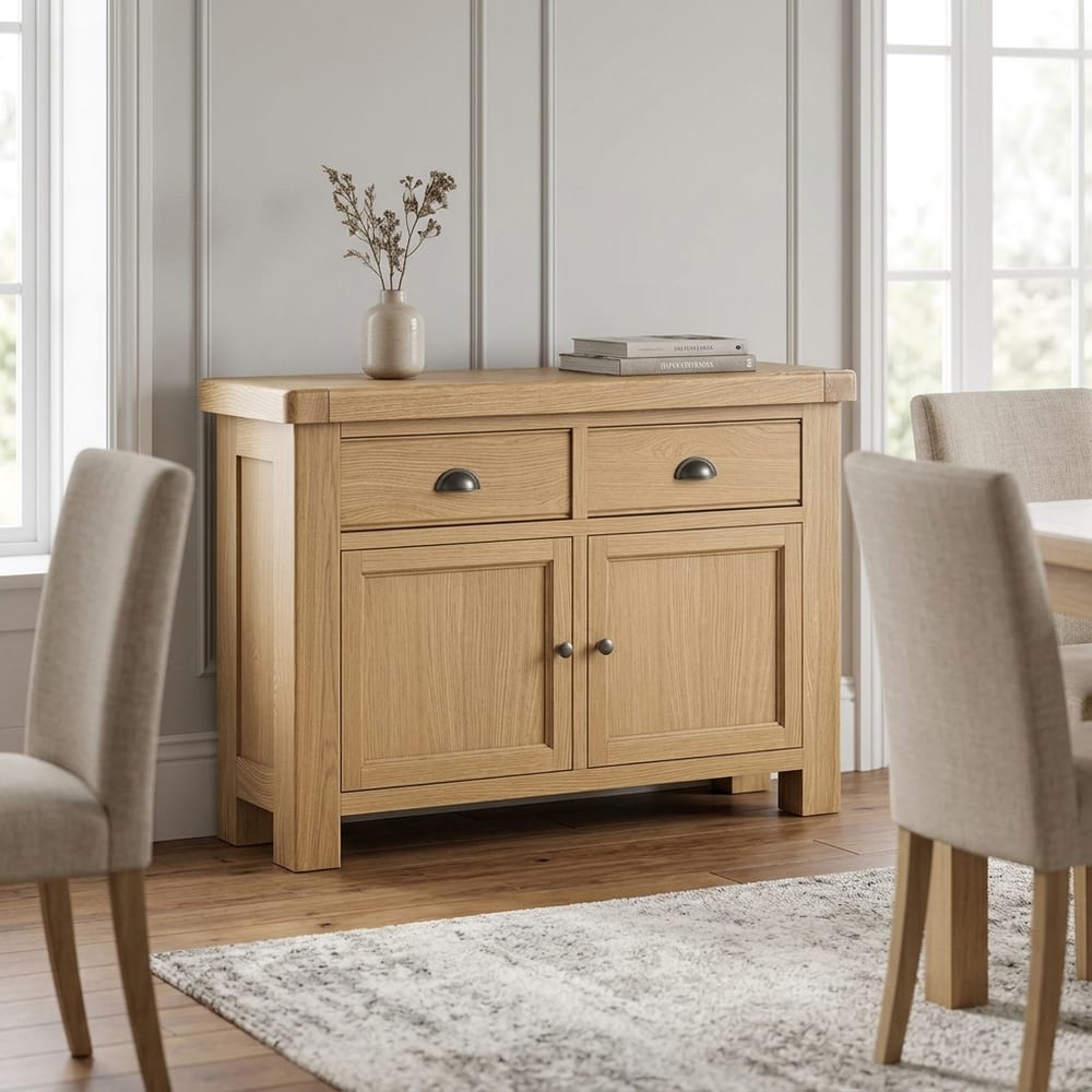 Oak Shire 2 Door 2 Drawer Small Sideboard | Assembled | Clearance