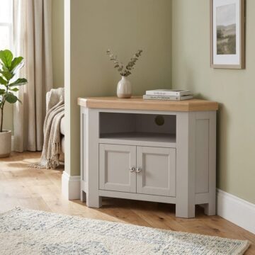 Havenwood Grey Corner Tv Unit With 2 Doors Light Grey | Assembled | Clearance