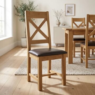 Salisbury Rustic Oak Cross Back Dining Chair | Wax Finish | Clearance