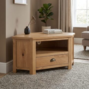 Kendal Oak Corner TV Unit | Waxed Finish | Assembled | Clearance