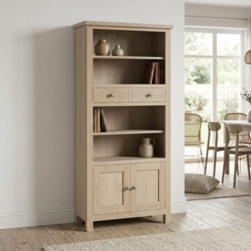 Oaktide 2 Door 2 Drawer Display Unit | White Wash | Assembled