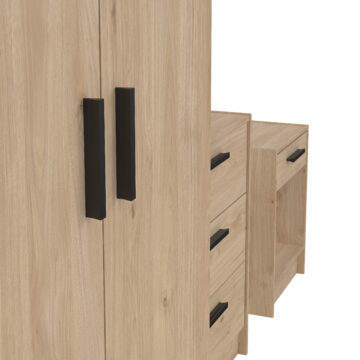 Escape 2 Door Wardrobe, 3 Drawer Chest and Nightstand | Jackson Hickory Oak Finish