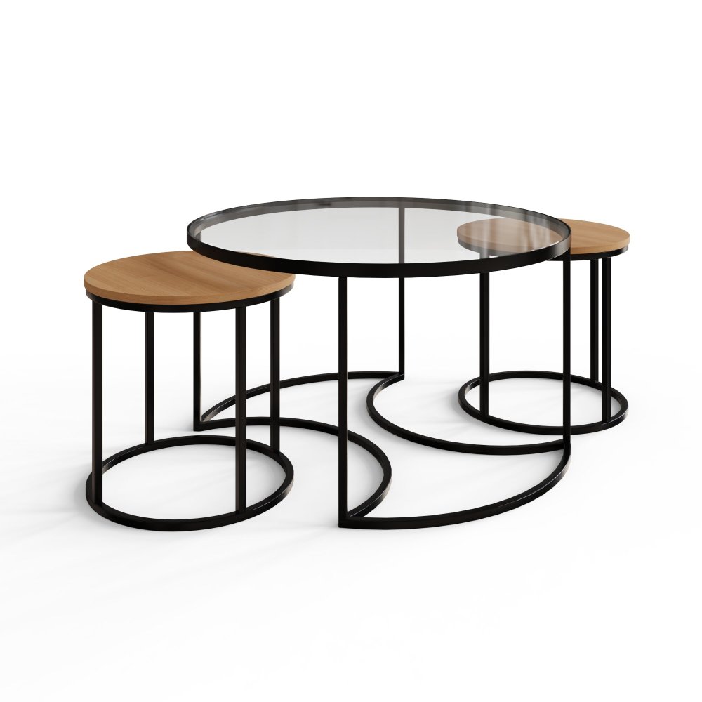 Femi Nesting Tables | Oak Finish