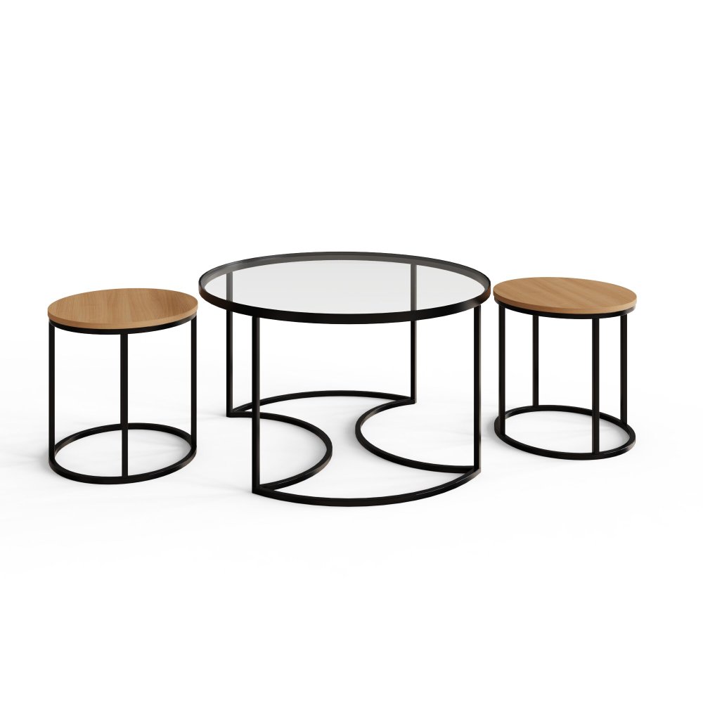 Femi Nesting Tables | Oak Finish
