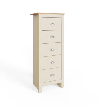 Fife Cream 5 Drawer Tall Boy Chest