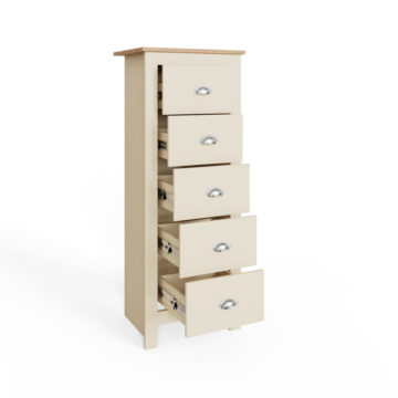 Fife Cream 5 Drawer Tall Boy Chest