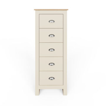 Fife Cream 5 Drawer Tall Boy Chest