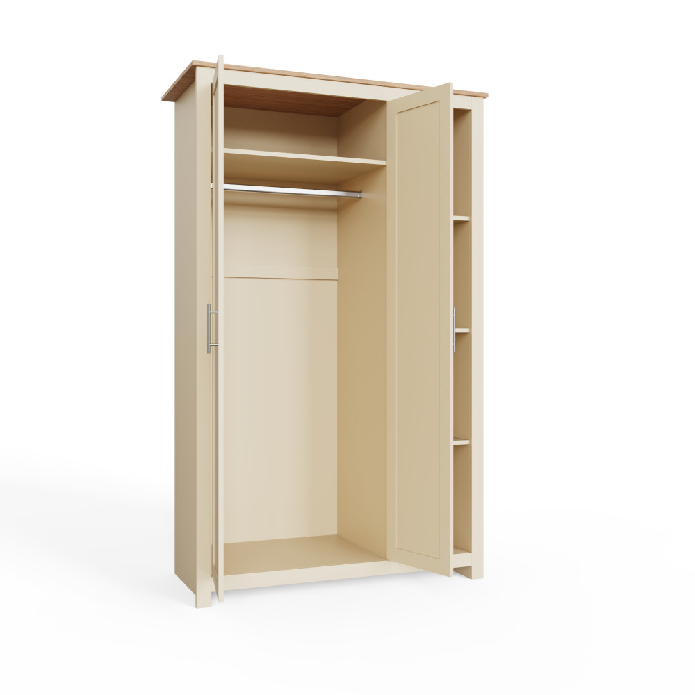 Fife Cream 2 Door Wardrobe with Shelves